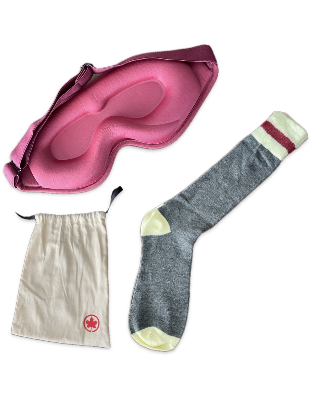 Air Canada Business Class Amenity Kit Drawstring Bag Eye Mask Socks NWOT